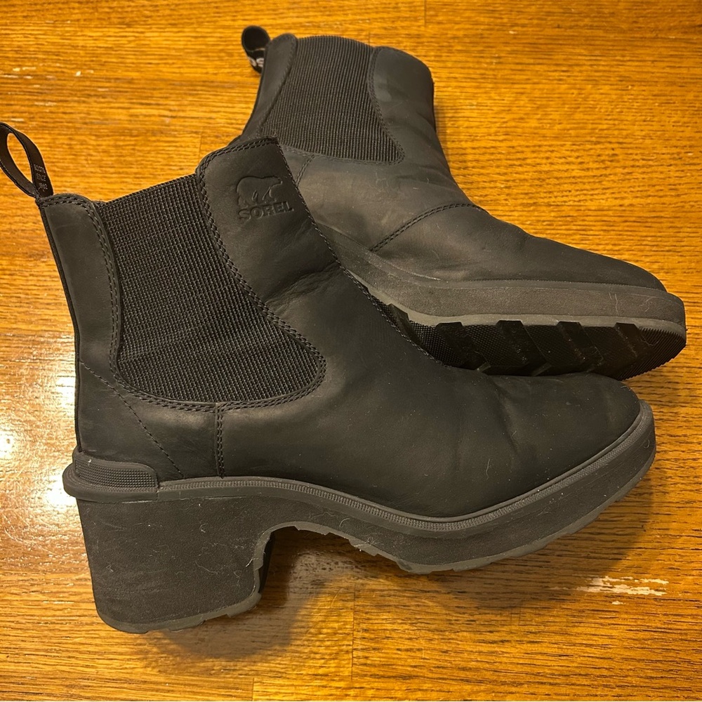 Sorel Black Chunky Heel Boots
